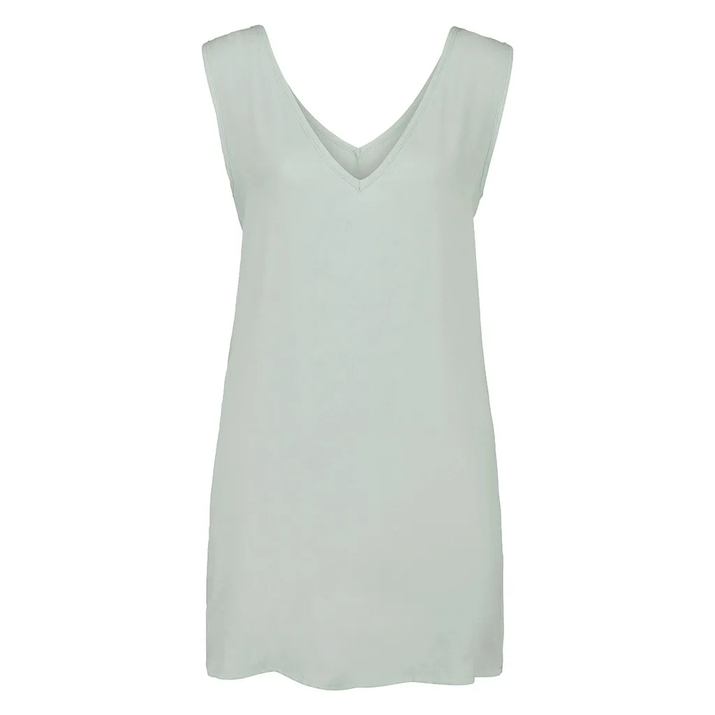 Платье женское повседневное без рукавов пикантное однотонное свободное