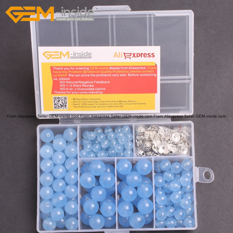 

Wholesale Blue Jades Beads For Jewelry Making 15inch Beads Kit Free Box And Spacer Finding 6 8 10 12mm FreeShipping Gem-inside