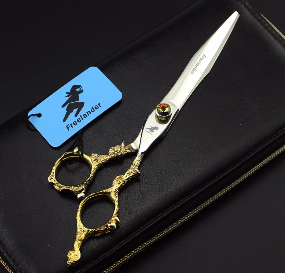 

7.0 inch Freelander 440C HB-7 personality Gold-plated monkey handle Hairdressing scissors Pet scissors Cat and dog pet trim