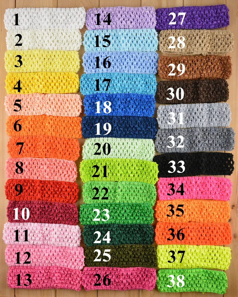 

MangNa Wholesale 100pc/lot 1.5 Inch Crochet Headbands Top TuTu crochet headband 38color Avaliable