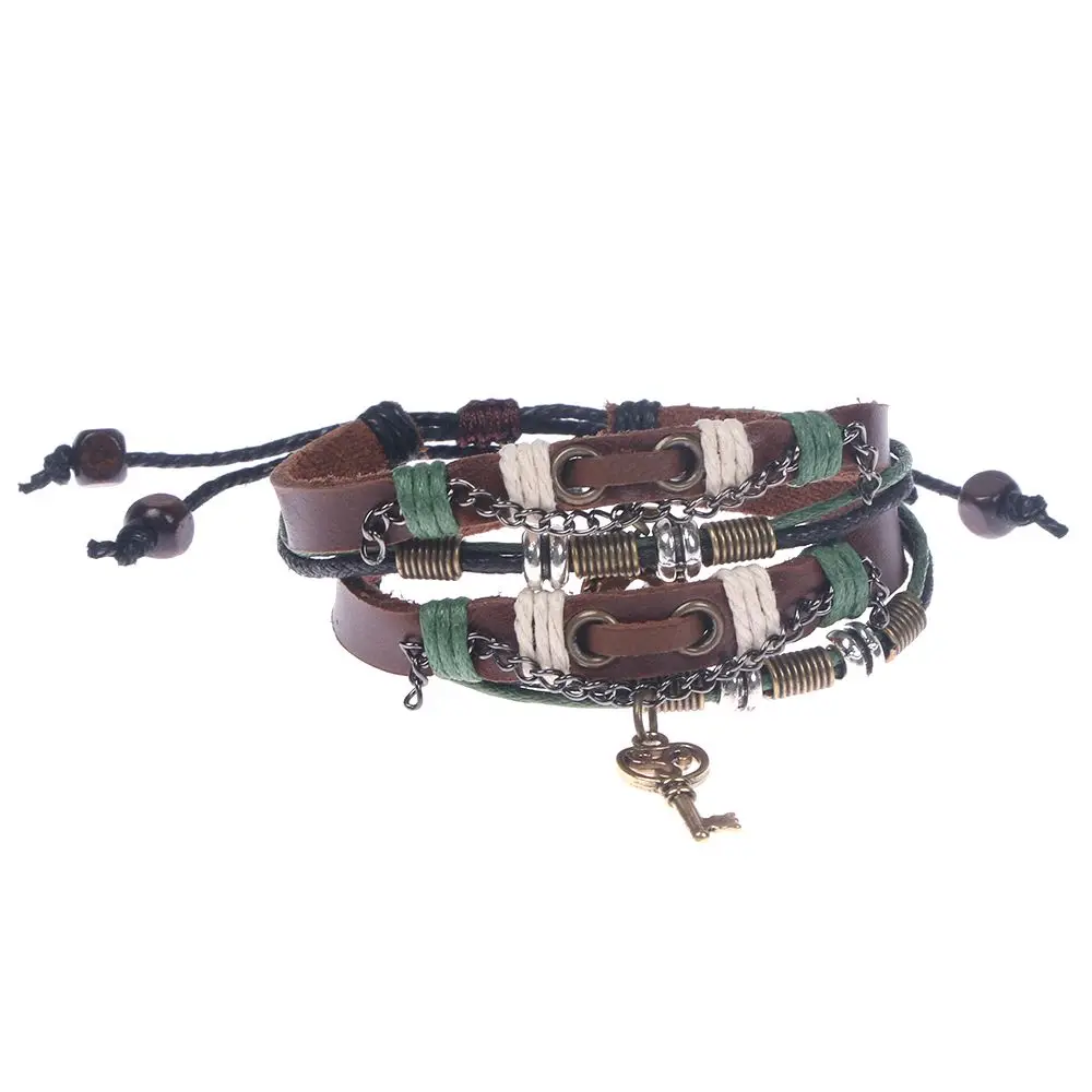 

2PC His & Hers Lovers Key Braclet Bangles Lock and Key Couples Leather Bracelet Friendship Hot Man Women
