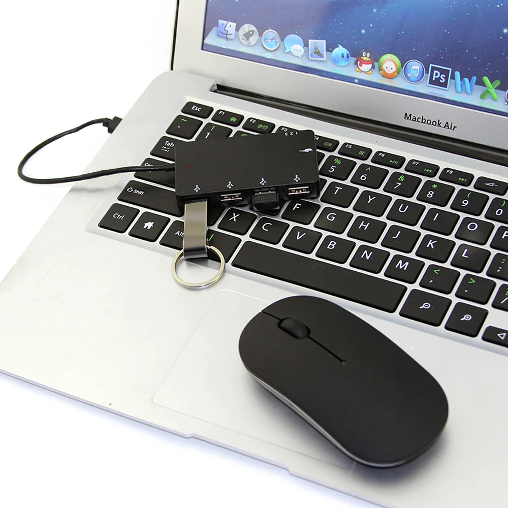 Ультра тонкий 4 порта USB C концентратор сплиттер портативный микро OTG зарядный