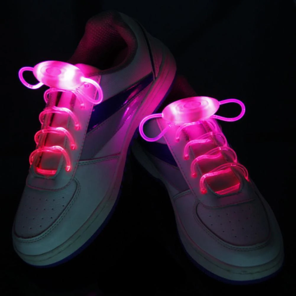 Hot LED Flash Luminous Shoelace Light Up Glow Round Strap Shoe Laces Party Decor Shoestrings Lazy No Tie Shoeslace 11 Colors