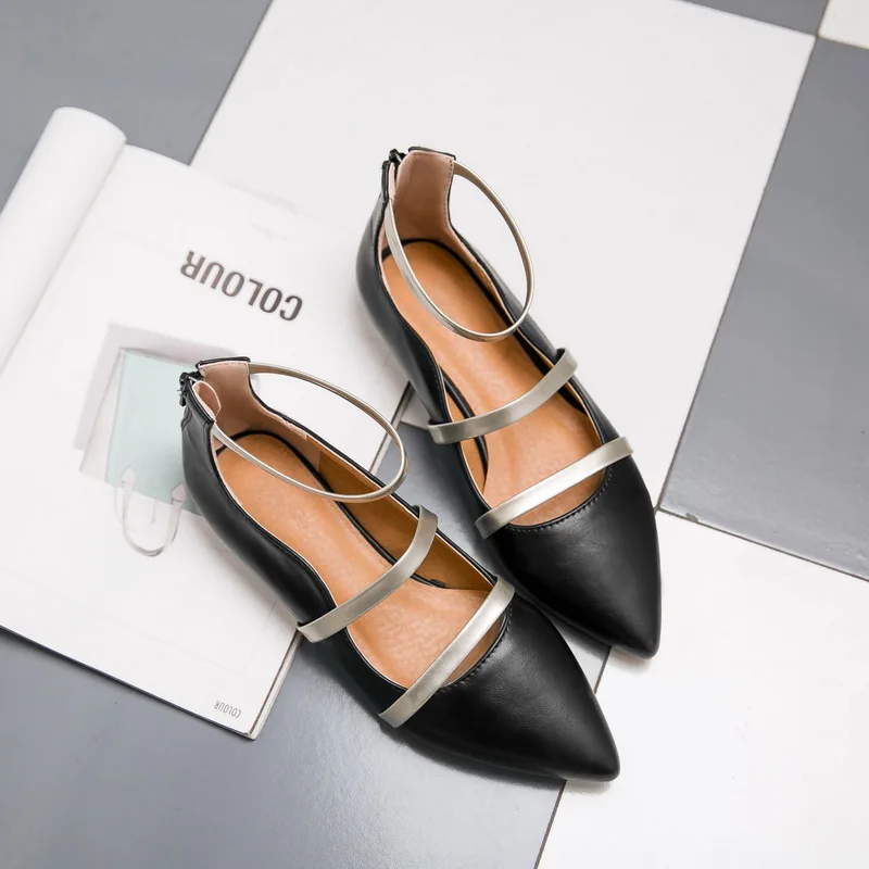 Лианы Реального Пу Синтетических Балетки Zip Плоские Туфли Весной 2017 Новый