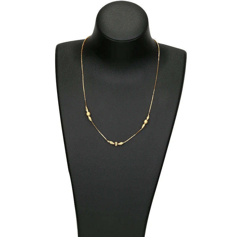 Vintage Beads Necklace 1mm Box Chain Gold color Clavicle For Women Jewelry Gift Collier |