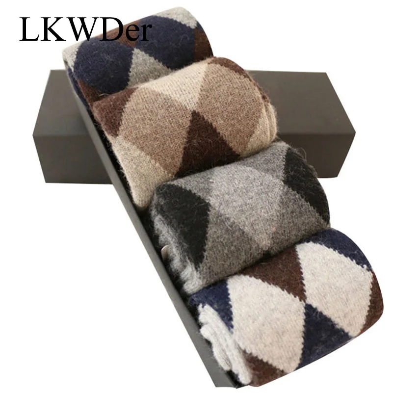 Смешные красочные мужские носки LKWDer 4 пары/коркорд винтажные клетчатые