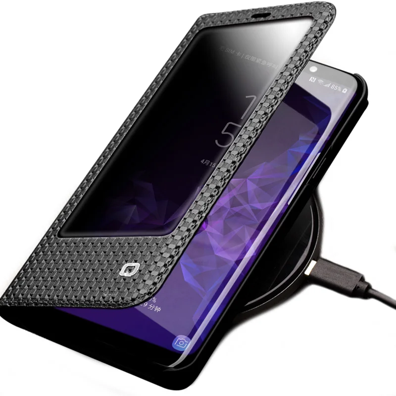 Чехол QIALINO из натуральной кожи с откидной крышкой и окошком для Samsung Galaxy S8|Бамперы|