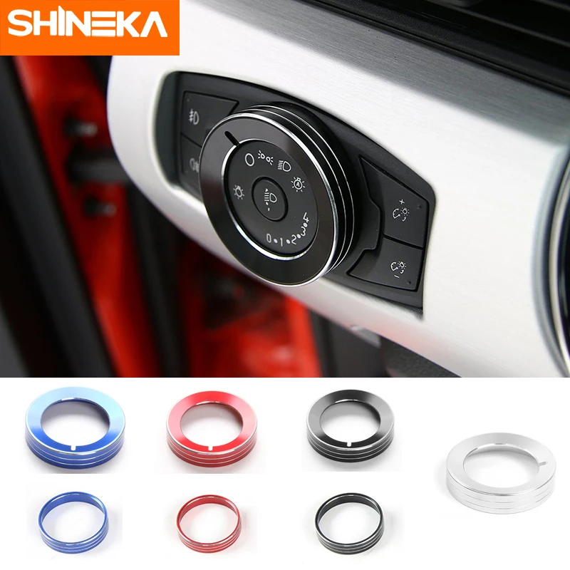 

SHINEKA For Ford F150 2015+ Car Interior Headlight Switch Knob Cover Decoration Stickers Accessories For Ford Mustang 2015-2016