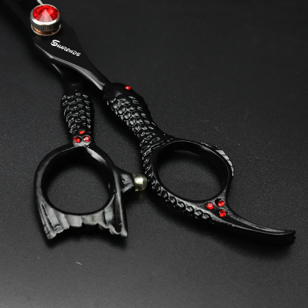 

6 Inch scissors hair professional black barber haircut cutting shears cliper thinning kit 440c ruby barbershop salon stylist