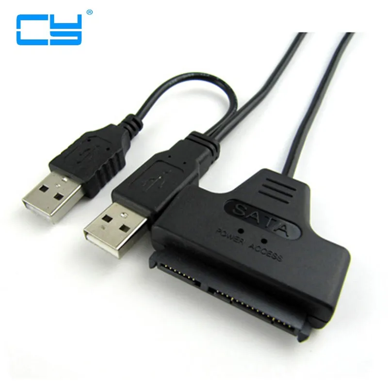 VENDA QUENTE-Adaptador de Luz Negra con puerto USB 2,0, dispositivo para SATA 7 + 15 Pin, 22 a 2,5 HDD, unidad De Disco rígido Com Cabo de Ene