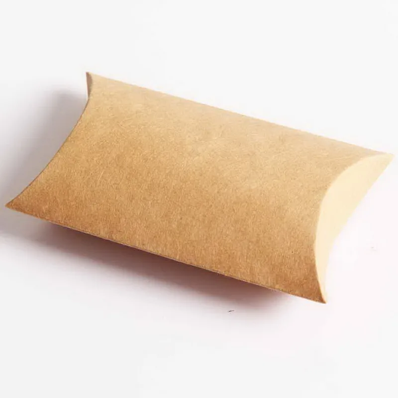 

Kraft Paper Pillow Box With Jute Tie Gift Candy Boxes Wedding Party Favor 100pcs