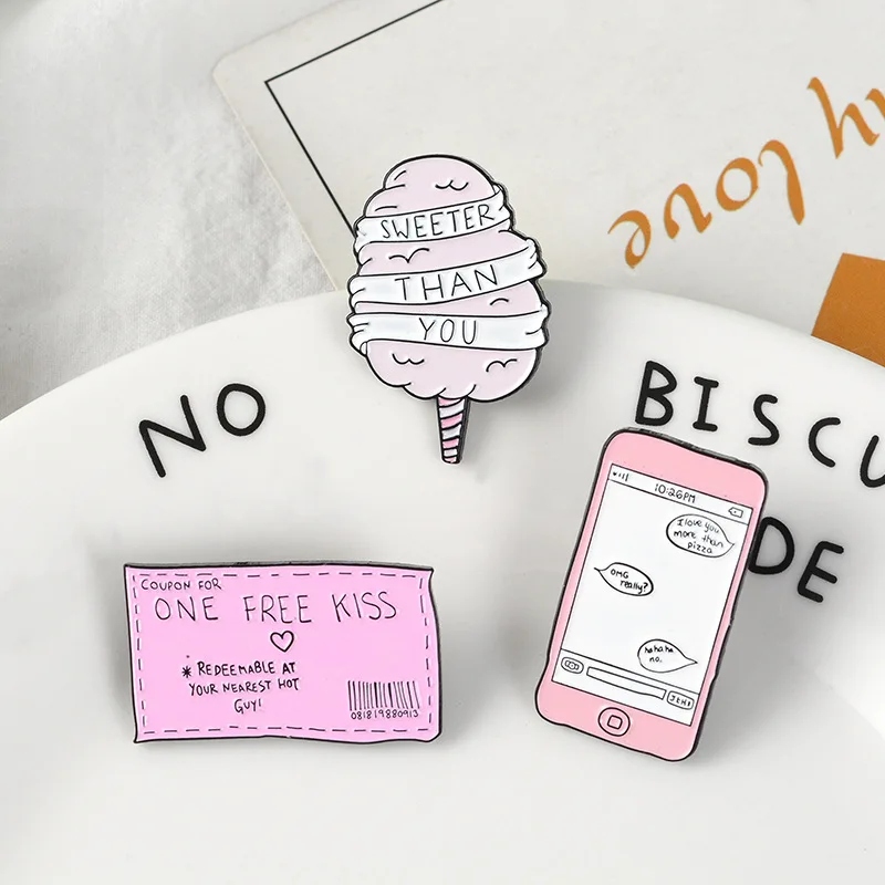 Эмалированная брошь Candyfloss ONE FREE KISS значок на булавке лацкан джинсовая рубашка