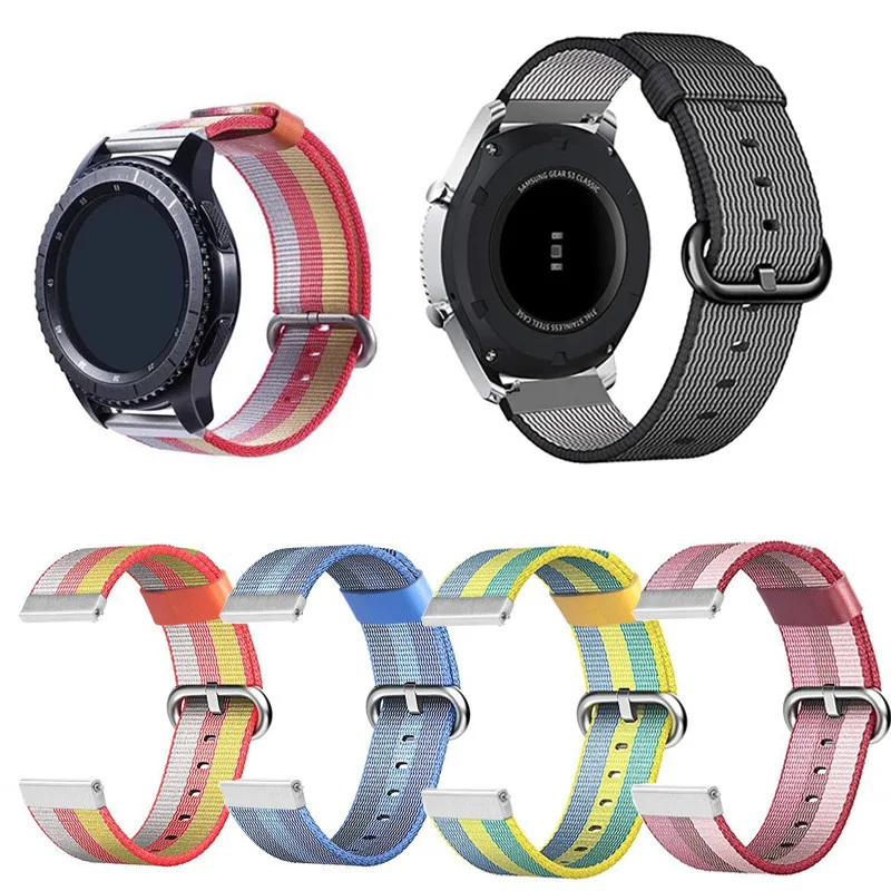 Цветной нейлоновый ремешок для Samsung Galaxy Gear Sport S2 S3 Frontier Classic 20 мм 22 Huami Amazfit Bip Pebble