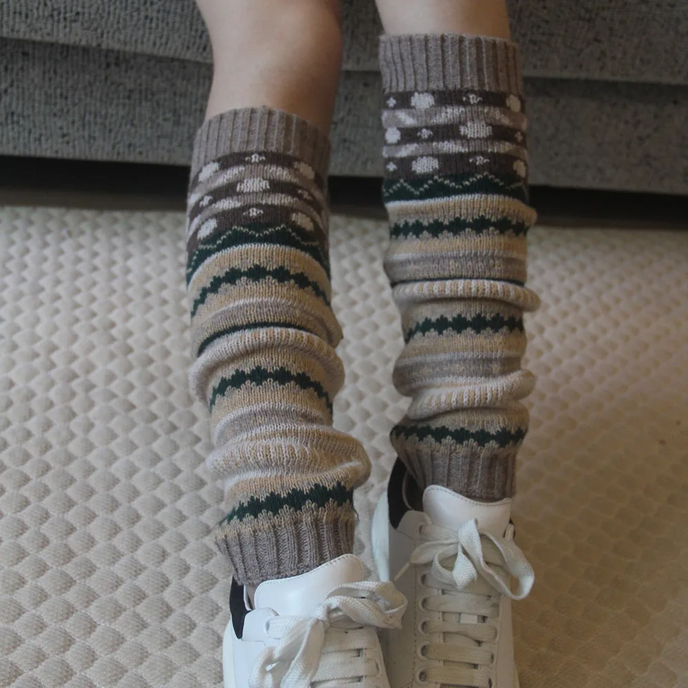 Женские разноцветные носки до колена в студенческом стиле зимние длинные