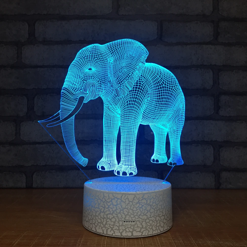 Ночник elephant3D креативная иллюзия 3d Светодиодная лампа 7 цветов настольная для