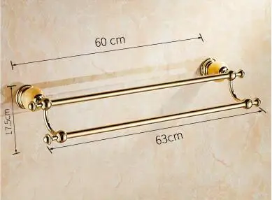 double towel bar Роскошный золотой отделкой Аксессуары для ванной комнаты Комплект крюк робы, Бумага держатель, Полотенца бар, мыло Корзина Ванная комната оборудование комплект - Цвет: double towel bar