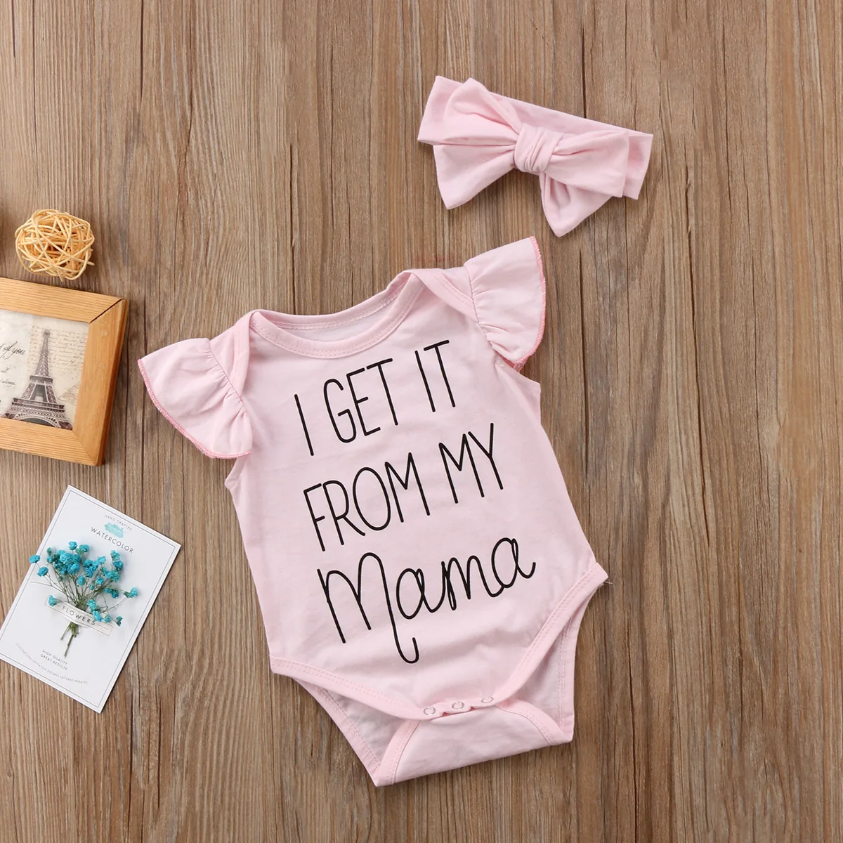 

Newborn Baby Girls Letter Print Bodysuit Jumpsuit Headband Outfits Clothes 2Pcs Set Summer Fashion Short Sleeve Clothing