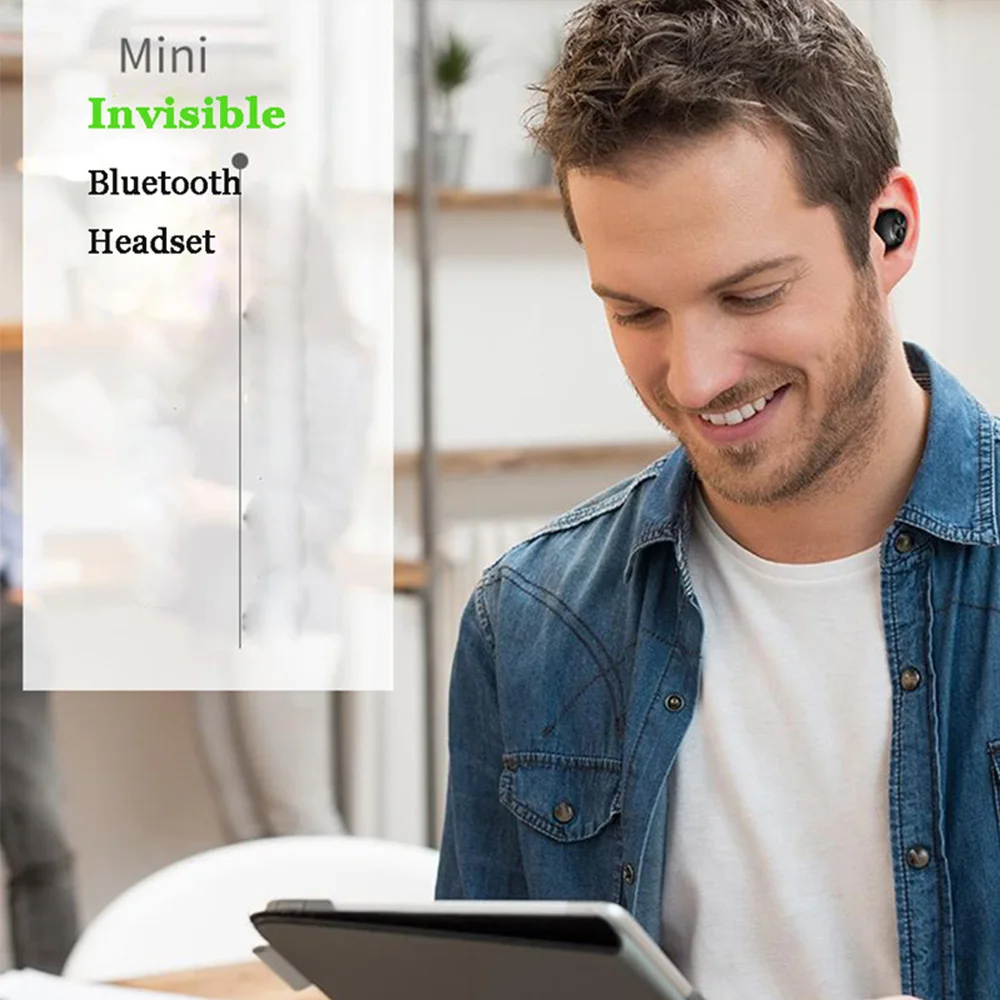 X17 мини невидимые беспроводные Bluetooth наушники глубокий бас звук спортивные