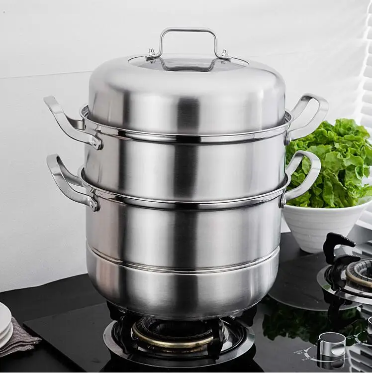 Двойные котлы суповая из нержавеющей стали горшок большая кухонная посуда кухонный инструмент Пароварка Кастрюля со спуском пара кастрюля для быстрого приготовления