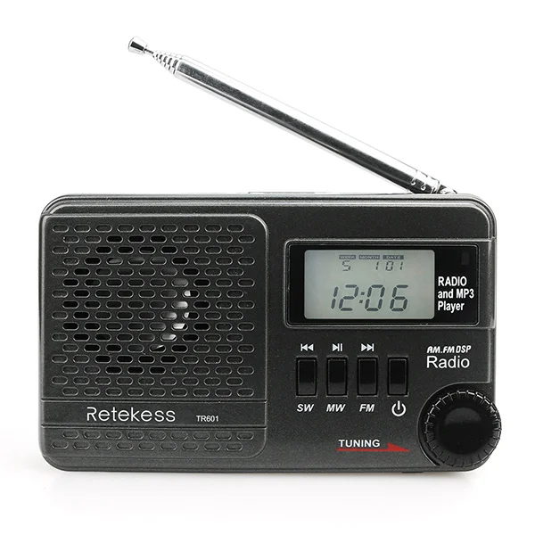 RETEKESS TR601 Цифровой Будильник Радио DSP/FM/AM/SW радио приемник Mp3 плеер 9 к/10 к Настройка Micro SD карты и USB аудио вход