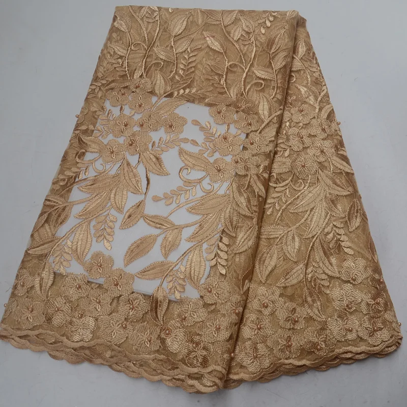 (5 ярдов/шт) Зеленая Партия африканского кружева ткань чудесная вышитая