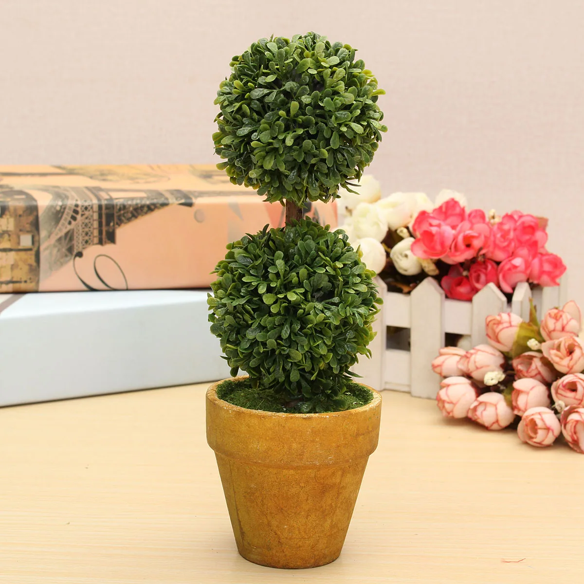Искусственные садовые травы свадебные Композиции Buxus шары Самшит Топиарий пейзаж поддельные деревья горшки растения