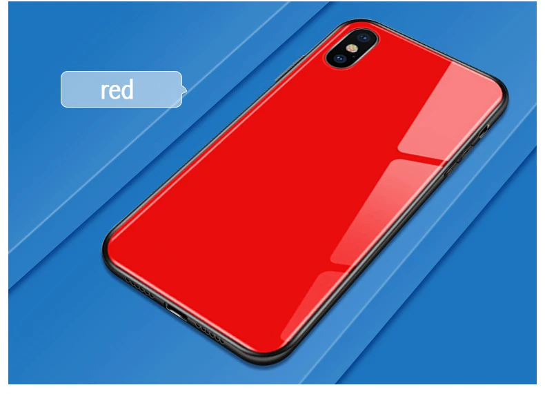Red Роскошные чехлы для телефонов из закаленного стекла для iPhone 7, 8, 6, 6s Plus, стеклянная задняя силиконовая Противоударная крышка для iPhone 11 Pro X, XR, XS MAX - Цвет: Red