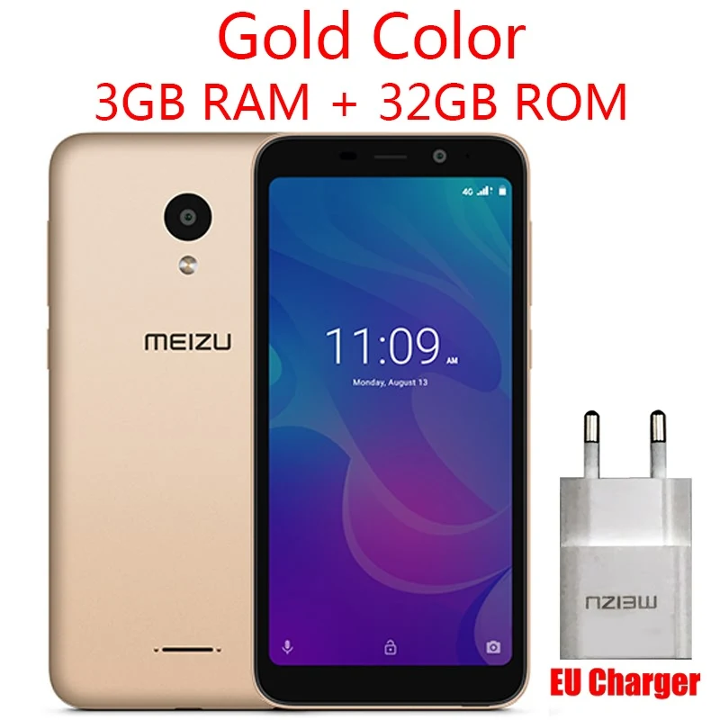 Gold 3G 32G Глобальная версия Meizu C9 4G LTE 2 Гб 16 Гб 5,4" 1440x720 p ips четырехъядерный процессор 13,0 МП камера Две sim-карты мобильный телефон - Цвет: Gold 3G 32G