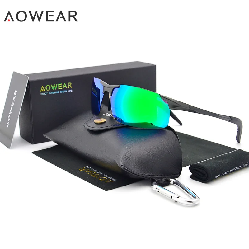 Солнцезащитные очки AOWEAR поляризационные мужские зеркальные для спорта на