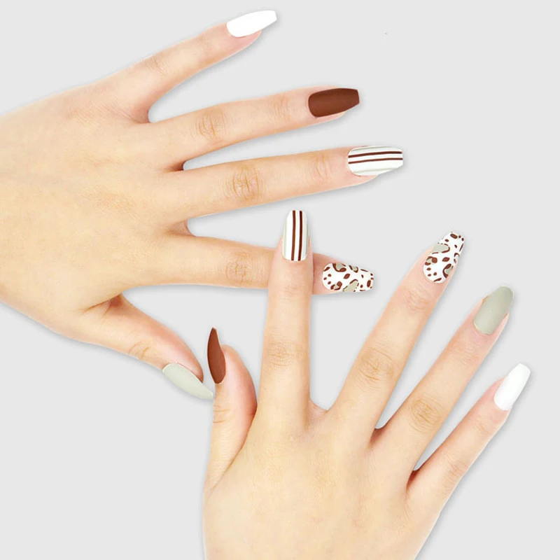 24 шт./компл. матовые накладные ногти Nep Nagels с квадратной головкой среднего размера