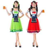 2018 fashion oktoberfest beer girl costume maid wench germany bavarian short sleeve fancy dress dirndl for adult women