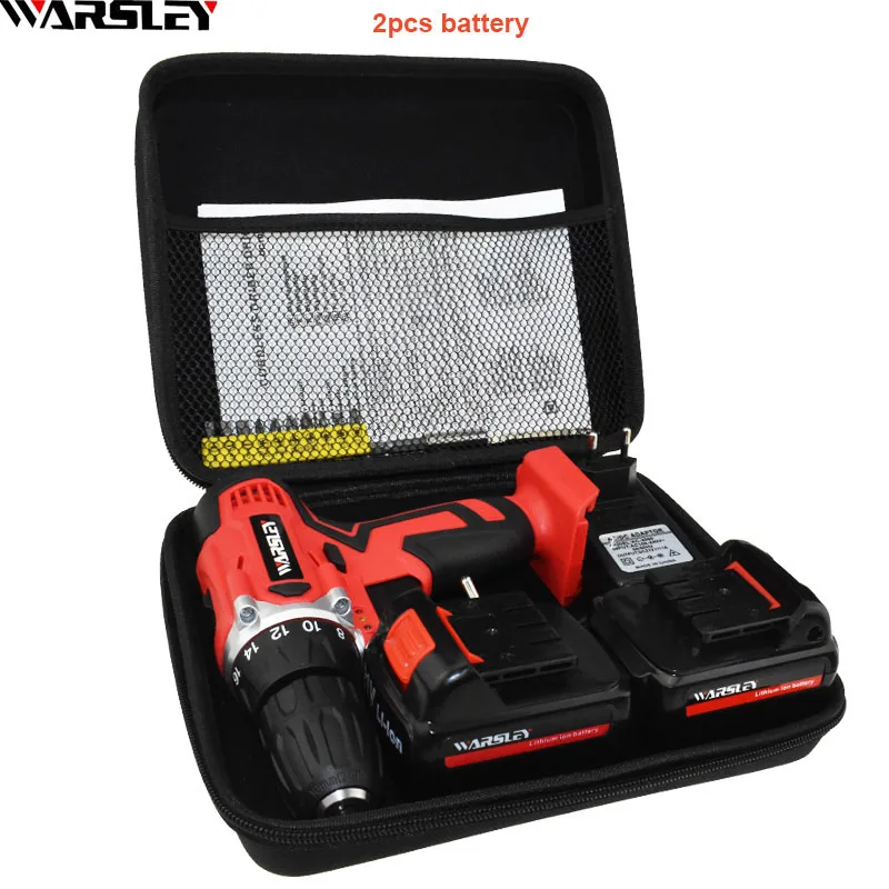2pcs battery 21 В аккумуляторная отвертка электрическая дрель Электроинструмент электрическая дрель батареи отвертка Мини 1.5ач емкость батареи дрель - Цвет: 2pcs battery
