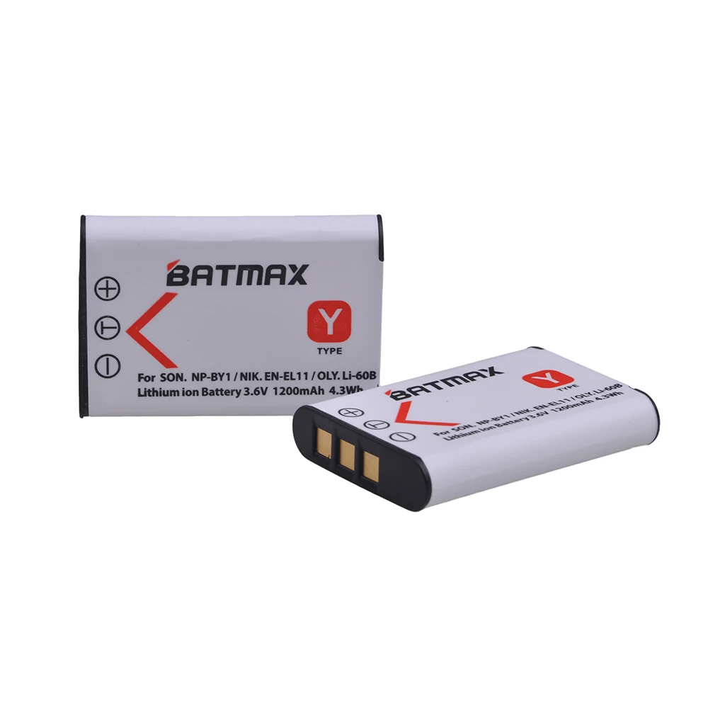 Аккумулятор Batmax 2 шт. 1200 мАч NP-BY1 EN-EL11 NP BY1 VR для Sony Li-60B AZ1 AZ1V AZ1VR