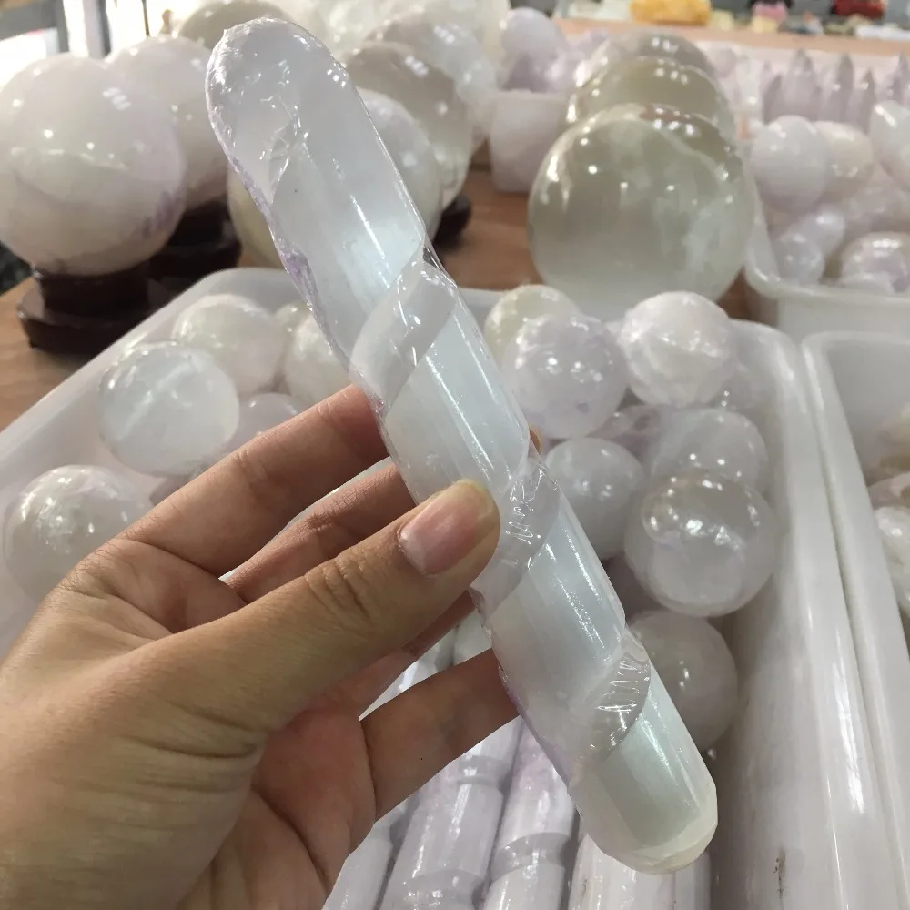 СЕЛЕНИТ кристаллические палочки целебный массаж спиральная полированная палка