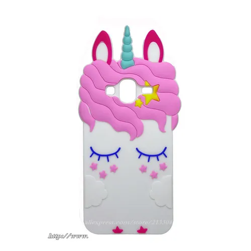 Case For coque Samsung Galaxy J3 Cover for 3D Cartoon white Unicorn Horse 2016 J320 |