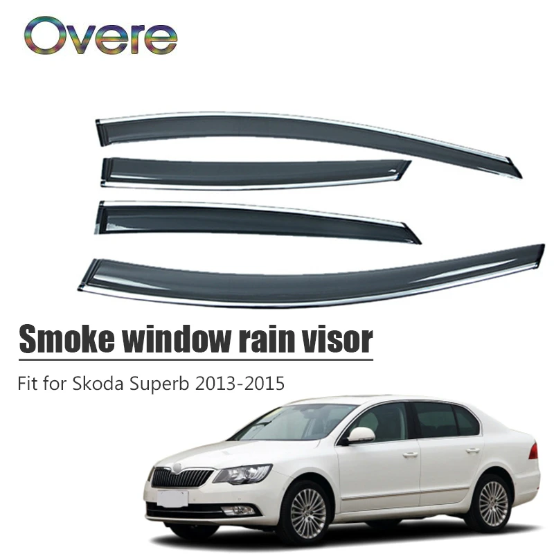 Overe 4 шт/1 Набор Дымовое окно дождевой козырек для Skoda Superb 2013 2014 2015 Стайлинг ABS