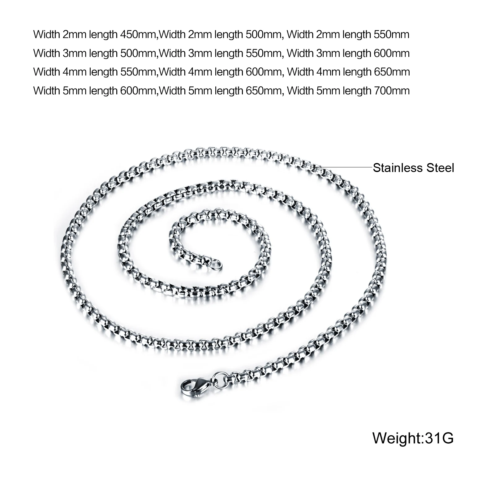 

simple Square Man Link Chain Classical 316L Stainless Steel Men's Jewelry Necklace Accessories All Match 3 color