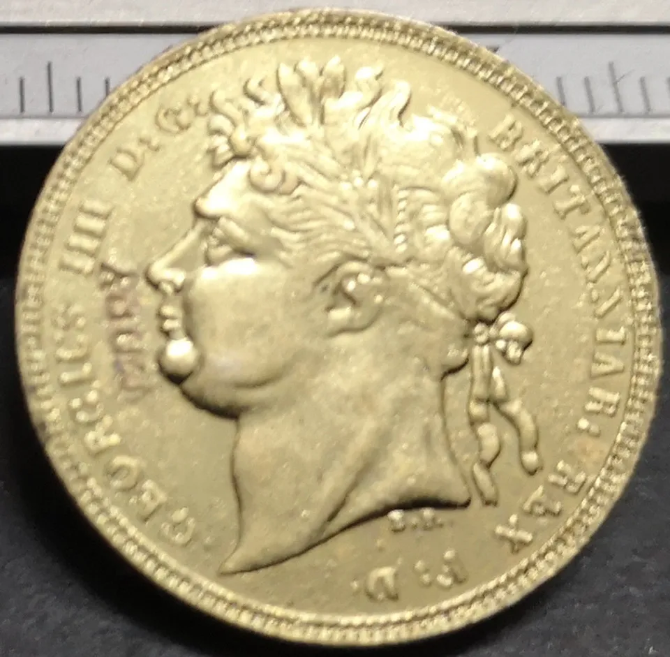 

Коллекция 1822 года, Великобритания 1, Королевский Георг IIII .9999, копировальная монета с покрытием из чистого золота