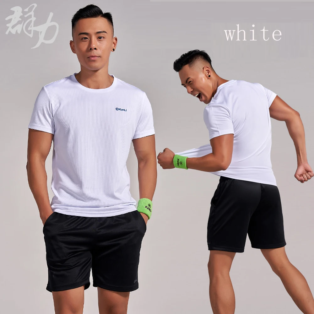 Kunli 2018 new men's tennis shirt outdoor sports O collar clothing running badminton clothing basketball short T-shirt shirt tee