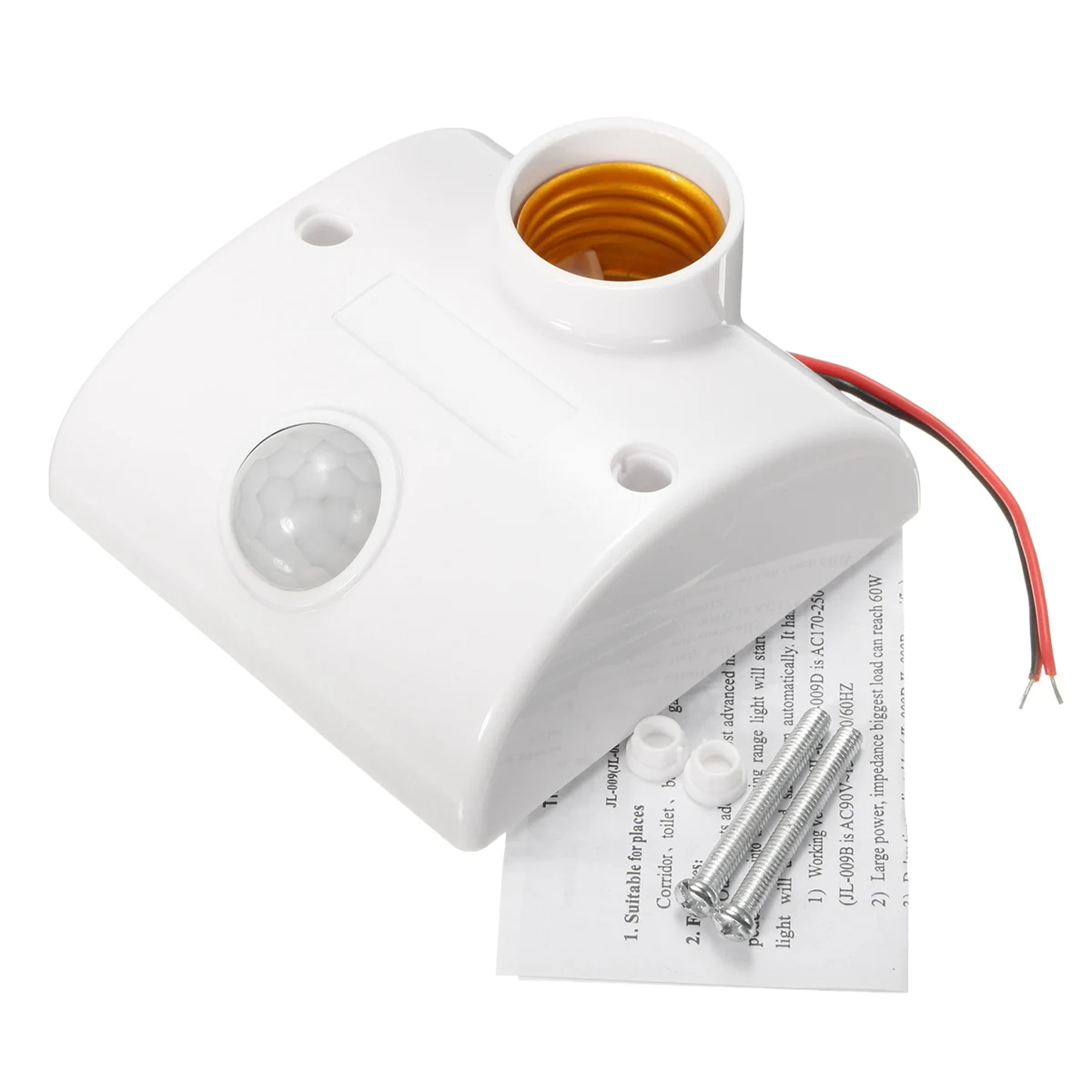

Lamp Base E27 Standard AC 170V-250V LED Lamp Bulb Base Infrared IR Sensor Automatic Wall Light Holder Socket PIR Motion Detector