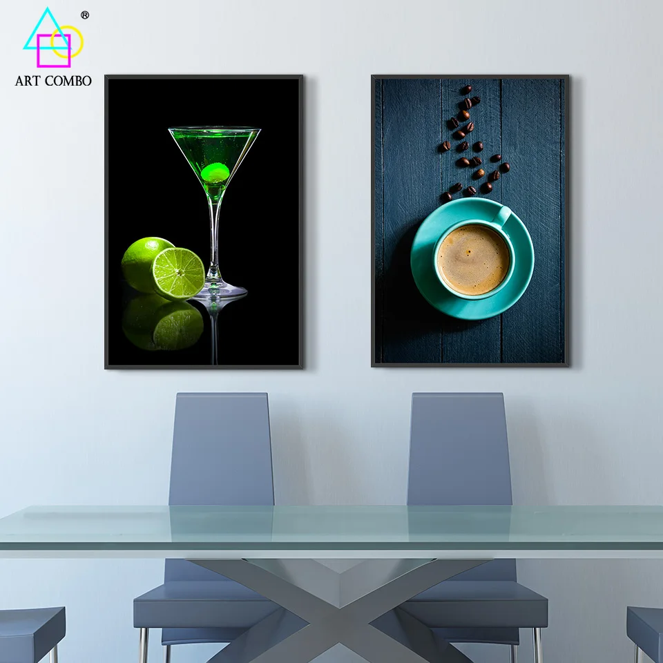 Безрамное Холст для Живописи Напитки Кофе Извести Рисование Главная Декор Стены