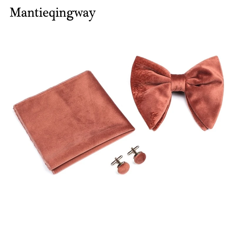 Mantieqingway большие галстуки для мужчин с бантом из плотного бархата Галстуки для свадьба брак сплошной Цвет Bowknots из платье с поясом галстук-бабочка