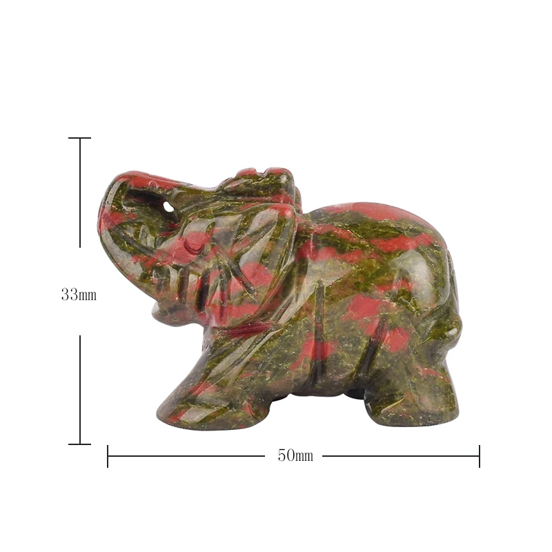 

2 inch 3 pieces Natural Stone unakite elephant figurines carved craft mineral healing crystals statues for kids room decoration
