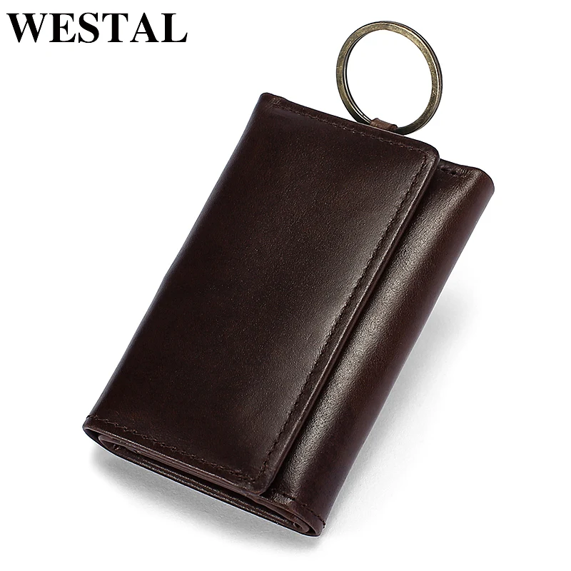 WESTAL из натуральной кожи Для мужчин Key Holder Организатор кошелек кожаный брелок