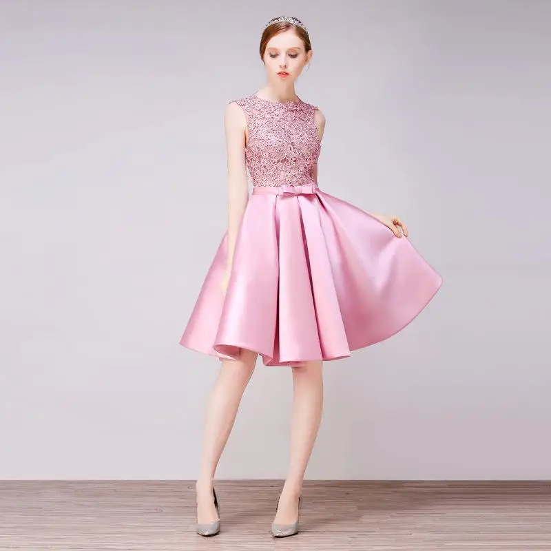 Сексуальное Кружевное женское свадебное платье подружки невесты Robe demoiseur D'honneur Qipao летнее элегантное платье для сцены и шоу Мини Cheongsam XS-3XL - Цвет: Розовый