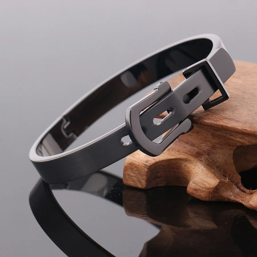 Простой модный ремень с пряжкой из титановой стали браслет для пары роскошный