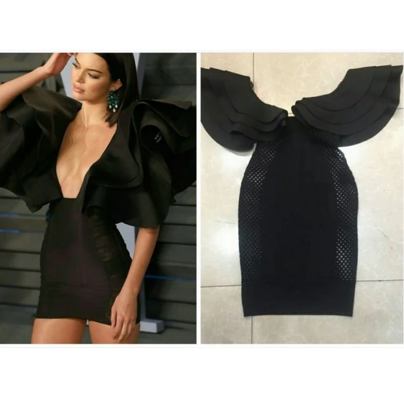 

2019 Spring Summer New Style Sleeveless Short Bandage Dress Sexy V Neck Black Bodycon Dresses Women Celebrity Party Vestidos