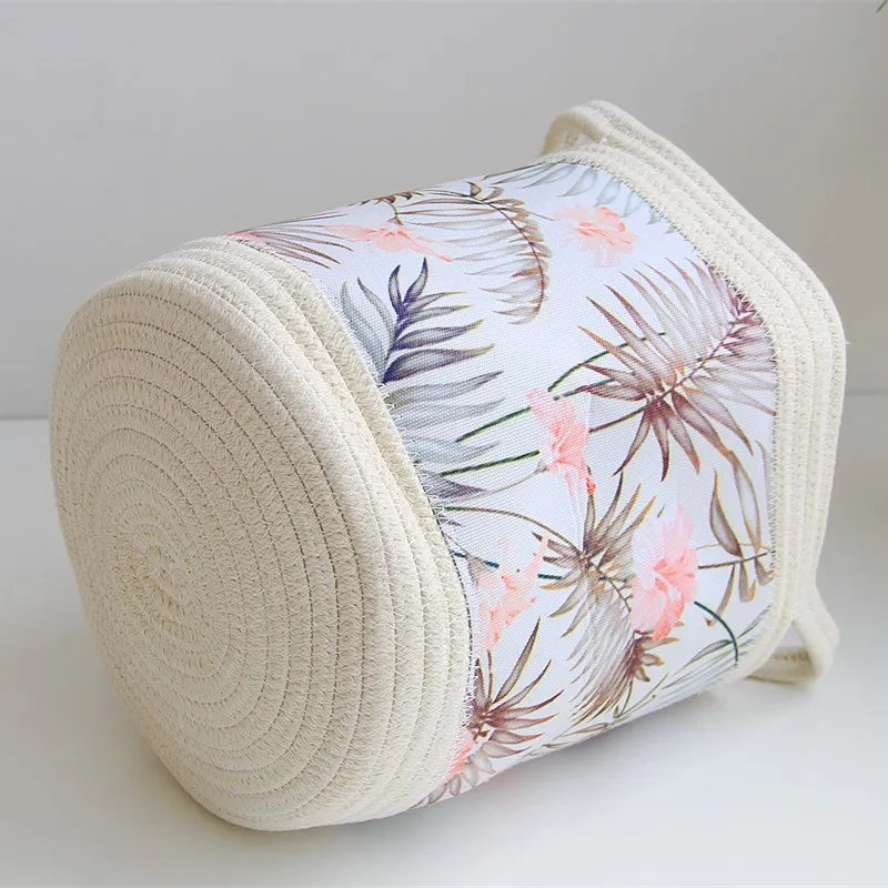 INS нордическая корзина из хлопка с зелеными листьями для хранения тропических