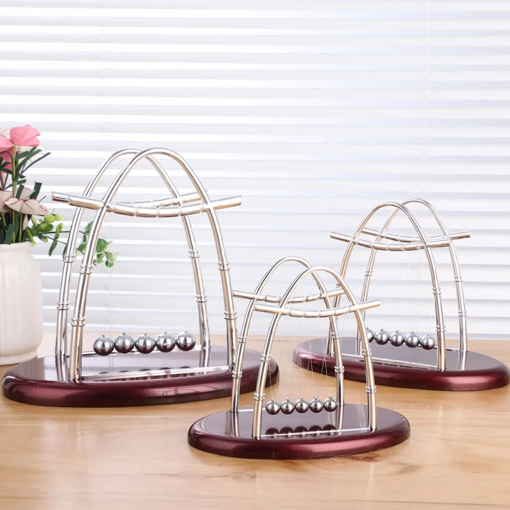 Characteristic Newtons Cradle Hot sale Newton Pendulum Red plastic base Steel ball Kids Educational Toy Desk Home Decor NC-A-S | Дом и сад