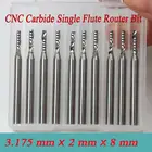 10 шт. 3,175*2,0*8 мм фрезерный инструмент с одной канавкой для ЧПУ гравировальные резаки для резьбы по дереву фрезы для резки МДФ, акрила